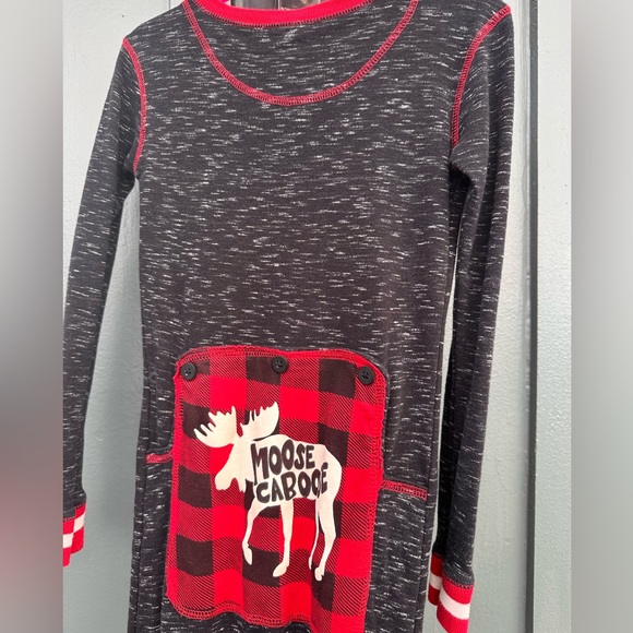 564. Lazy One Moose Caboose Kids Boys Onesie long sleeve cotton pajamas - Picture 9 of 11